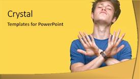  Presentation with young man wearing a hat - Beautiful PPT theme featuring young handsome man wearing blue backdrop and a  colored foreground