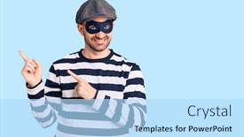  Presentation with mask - PPT theme with young-handsome-man-wearing-burglar background and a light blue colored foreground
