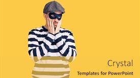  Presentation with face mask - Amazing presentation theme having young-handsome-man-wearing-burglar backdrop and a yellow colored foreground