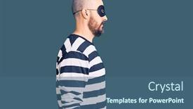  Presentation with wearing a surgical face mask - Amazing slide deck having young-handsome-man-wearing-burglar backdrop and a ocean colored foreground