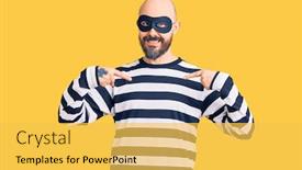  Presentation with wearing a surgical face mask - Slide deck enhanced with young-handsome-man-wearing-burglar background and a yellow colored foreground