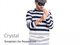  Presentation with inflammation - PPT theme featuring young-handsome-man-wearing-burglar background and a white colored foreground