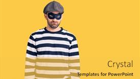  Presentation with handsome - Slide deck having young-handsome-man-wearing-burglar background and a yellow colored foreground
