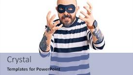  Presentation with yelling - Cool new PPT layouts with young-handsome-man-wearing-burglar backdrop and a teal colored foreground