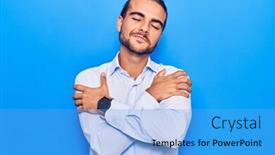  Presentation with self care - Cool new PPT layouts with young-handsome-man-wearing-business backdrop and a light blue colored foreground