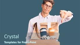  Presentation with food delivery - Slide set consisting of young-handsome-man-wearing-business background and a ocean colored foreground