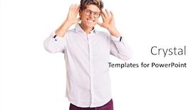  Presentation with deaf - Beautiful PPT theme featuring young-handsome-man-wearing-business backdrop and a white colored foreground