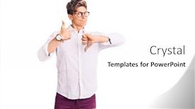  Presentation with conflict - Colorful PPT theme enhanced with young-handsome-man-wearing-business backdrop and a white colored foreground