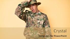  Presentation with memory - Cool new slide deck with young-handsome-man-wearing-camouflage backdrop and a yellow colored foreground