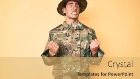  Presentation with handsome - Theme consisting of young-handsome-man-wearing-camouflage background and a yellow colored foreground
