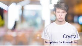  Presentation with young man on the phone - Colorful presentation theme enhanced with young handsome man wearing casual backdrop and a  colored foreground