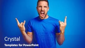  Presentation with blue music - Presentation theme featuring young-handsome-man-wearing-casual background and a navy blue colored foreground