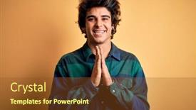  Presentation with praying hands - Theme enhanced with young-handsome-man-wearing-casual background and a tawny brown colored foreground