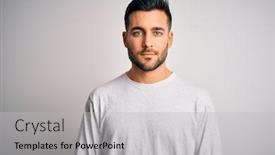  Presentation with young man wearing a hat - Theme with young-handsome-man-wearing-casual background and a light gray colored foreground