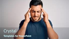  Presentation with migraine - Slide deck with young-handsome-man-wearing-casual background and a navy blue colored foreground