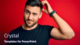  Presentation with black-hand - Slide set consisting of young-handsome-man-wearing-casual background and a navy blue colored foreground