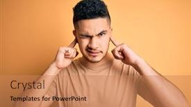  Presentation with yellow music - PPT layouts enhanced with young-handsome-man-wearing-casual background and a coral colored foreground