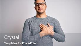  Presentation with chest - Amazing slides having young-handsome-man-wearing-casual backdrop and a gray colored foreground