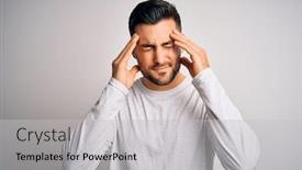  Presentation with migraine - Beautiful PPT layouts featuring young-handsome-man-wearing-casual backdrop and a light gray colored foreground