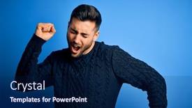  Presentation with blue music - Slide set featuring young-handsome-man-wearing-casual background and a navy blue colored foreground