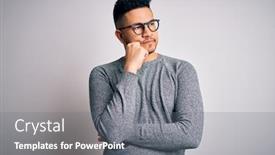 Presentation with question - Presentation design with young-handsome-man-wearing-casual background and a gray colored foreground