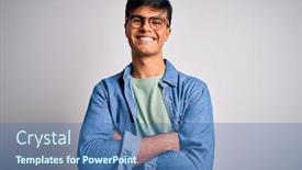  Presentation with camera - Slides enhanced with young-handsome-man-wearing-casual background and a ocean colored foreground