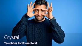  Presentation with blue eyes - Colorful PPT theme enhanced with young-handsome-man-wearing-casual backdrop and a navy blue colored foreground
