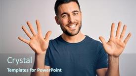  Presentation with number - Theme having young-handsome-man-wearing-casual background and a ocean colored foreground