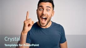  Presentation with idea - Amazing slide deck having young-handsome-man-wearing-casual backdrop and a ocean colored foreground