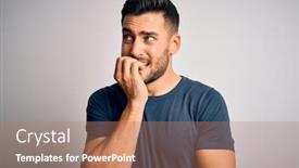  Presentation with stress and anxiety - Audience pleasing presentation theme consisting of young-handsome-man-wearing-casual backdrop and a coral colored foreground