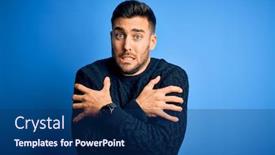  Presentation with winter blue - Amazing PPT theme having young-handsome-man-wearing-casual backdrop and a navy blue colored foreground