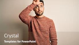  Presentation with casual young people - Presentation design enhanced with young-handsome-man-wearing-casual background and a tawny brown colored foreground