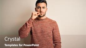  Presentation with lips mouth - Presentation theme with young-handsome-man-wearing-casual background and a tawny brown colored foreground