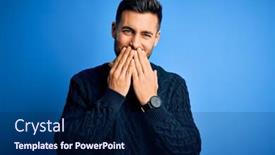  Presentation with scandal - Beautiful PPT theme featuring young-handsome-man-wearing-casual backdrop and a navy blue colored foreground