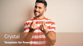  Presentation with salary - Audience pleasing PPT theme consisting of young-handsome-man-wearing-casual backdrop and a coral colored foreground