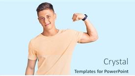  Presentation with muscle - Beautiful presentation featuring young-handsome-man-wearing-casual backdrop and a sky blue colored foreground