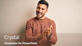  Presentation with young man on the phone - Audience pleasing slide set consisting of young-handsome-man-wearing-casual backdrop and a tawny brown colored foreground