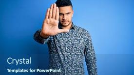  Presentation with sing - Presentation theme having young-handsome-man-wearing-casual background and a ocean colored foreground