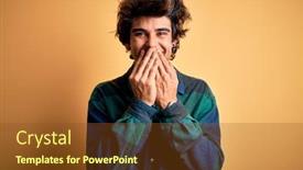  Presentation with scandal - Beautiful PPT theme featuring young-handsome-man-wearing-casual backdrop and a tawny brown colored foreground