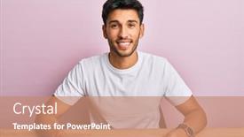  Presentation with standing sitting - Beautiful PPT layouts featuring young-handsome-man-wearing-casual backdrop and a coral colored foreground