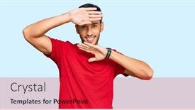  Presentation with tshirt - Cool new presentation with young-handsome-man-wearing-casual backdrop and a red colored foreground