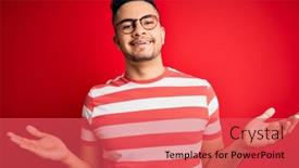  Presentation with comparison - Audience pleasing PPT theme consisting of young-handsome-man-wearing-casual backdrop and a red colored foreground