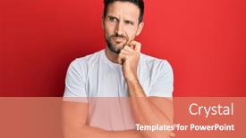  Presentation with tshirt - Cool new PPT layouts with young-handsome-man-wearing-casual backdrop and a coral colored foreground