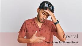  Presentation with fever - Presentation design enhanced with young-handsome-man-wearing-casual background and a coral colored foreground