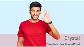  Presentation with tshirt - Colorful presentation theme enhanced with young-handsome-man-wearing-casual backdrop and a red colored foreground