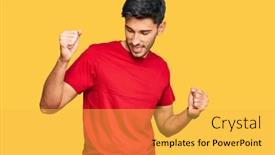  Presentation with tshirt - Audience pleasing presentation theme consisting of young-handsome-man-wearing-casual backdrop and a yellow colored foreground
