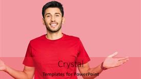  Presentation with comparison - Colorful PPT layouts enhanced with young-handsome-man-wearing-casual backdrop and a red colored foreground