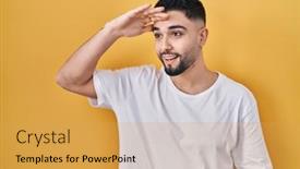  Presentation with far away - Slide set featuring young-handsome-man-wearing-casual background and a yellow colored foreground