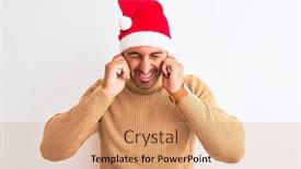  Presentation with christmas music - Cool new PPT theme with young-handsome-man-wearing-christmas backdrop and a coral colored foreground