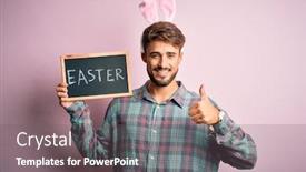  Presentation with happy holiday - Cool new theme with young-handsome-man-wearing-cute backdrop and a gray colored foreground